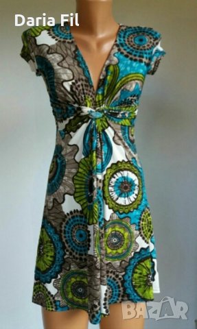 Супертънка и лека рокличка в зелени цветове ХС размер, снимка 1