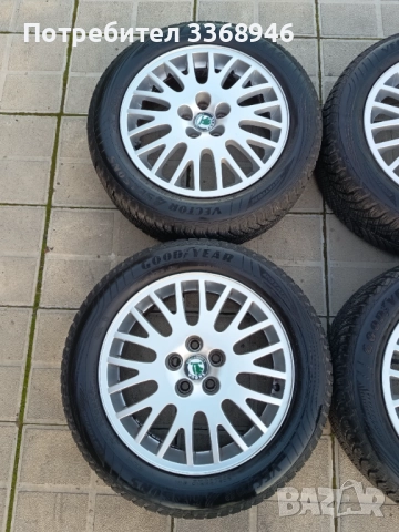 Джанти Skoda 16" 5x100 със зимни гуми Goodyear 205/55/16, снимка 4 - Гуми и джанти - 52835178