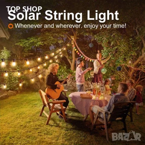 BOMCOSY 7,5м Соларна Външна LED Гирлянда( IP65 Водоустойчива,4 режима,топло бяло, снимка 2 - Лед осветление - 49308566