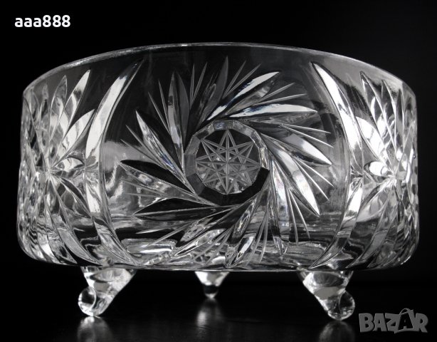 Фруктиера на крачета чешки кристал Бохемия, снимка 2 - Прибори за хранене, готвене и сервиране - 36925823