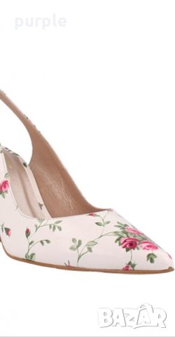 Обувки в бежово от естествена кожа с флорален принт от Roberto Botella, снимка 4 - Дамски обувки на ток - 28404062