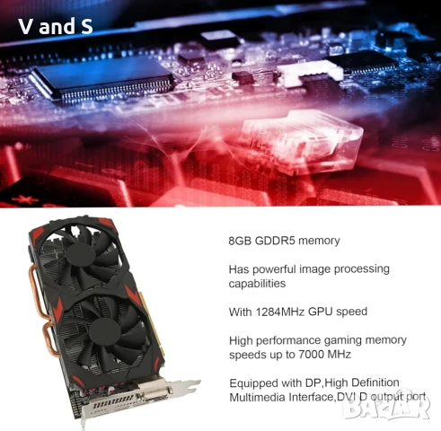 RX 580 8GB GDDR5 256bit , 2 охлаждащи вентилатора, висококачествена геймърска видеокарта, снимка 4 - Видеокарти - 50639380