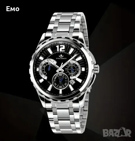 Мъжки ежедневен часовник от неръждаема стомана с кварцов механизъм