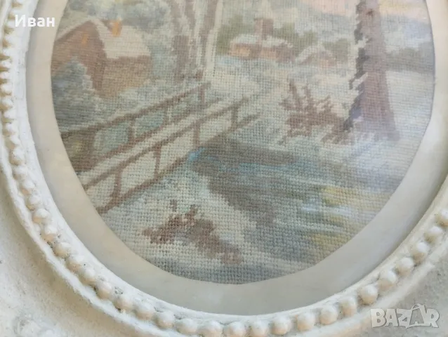 ръчно изработен гоблен Пейзаж/Зима , снимка 5 - Гоблени - 50339014