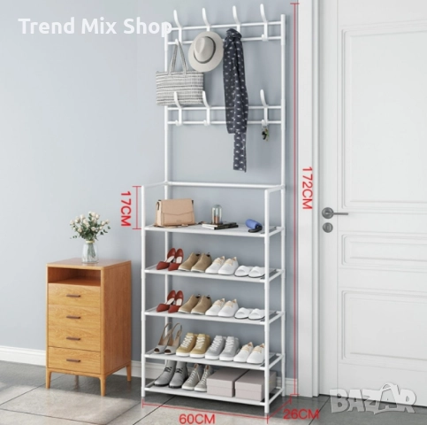 Многофункционална стойка за обувки, чанти и закачалка за връхни дрехи и др., снимка 13 - Други стоки за дома - 51479421