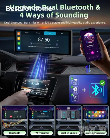 Мултимедия- дисплей 10,3 инча Carplay Android Auto Display с 4K Dashcam, снимка 5 - Аксесоари и консумативи - 48832682