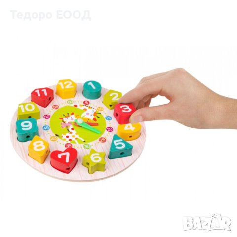 Дървен часовник сортер, низанка, детски подарък, образователна игра, снимка 2 - Образователни игри - 43899684