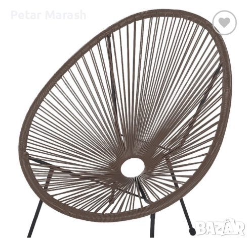 Луксозен Градиснки Комплект Acapulco – Два Кафяви Стола и Кръгла Маса от Ратан и Метал, снимка 6 - Градински мебели, декорация  - 52222747