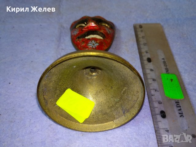 Стара АЗИАТСКА ФОЛКЛОРНА ТРАДИЦИОННА БРОНЗОВА МАСКА ЦВЕТЕН ЕМАЙЛ РЪЧНА ХУДОЖЕСТВЕНА ИЗРАБОТКА 42692, снимка 7 - Декорация за дома - 43951795