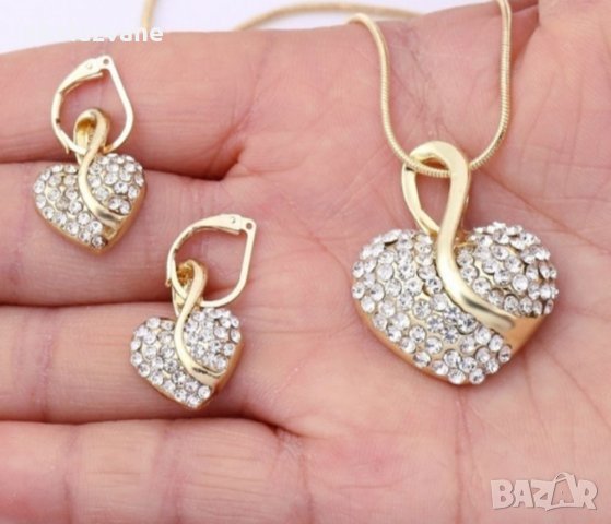 Комплект "Златни кристални сърца 💥", снимка 9 - Бижутерийни комплекти - 32803299
