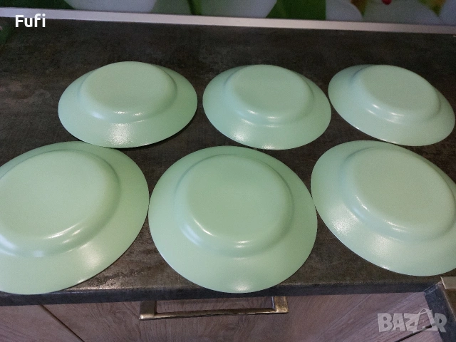 11 евро, за 6 броя нови чинии, марка Luminarc, дълбоки, 22 см диаметър, светло зелени , снимка 4 - Чинии - 53187245