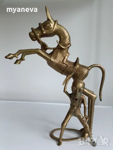 Африканска, бронзова скулптура с ловна сцена. , снимка 12 - Статуетки - 49119036