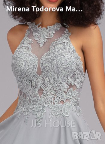 Абитуриентскa роклa.Коктейлна рокля от шифон с дължина до коляното и с пайети с А-силует. EU36 XS/S-, снимка 2 - Рокли - 36676206