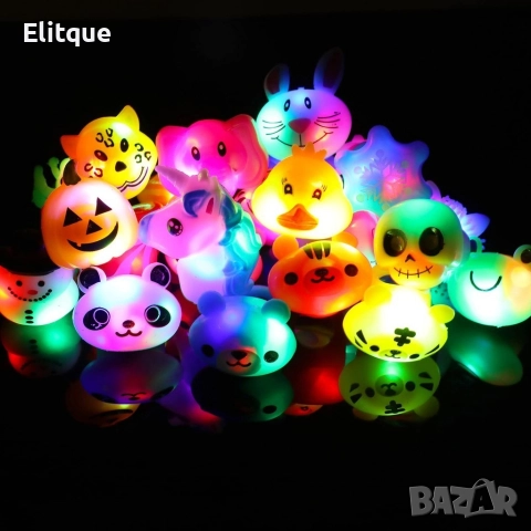 Светещ пръстен TPR. Мигащ парти пръстен, снимка 15 - Пръстени - 52800530