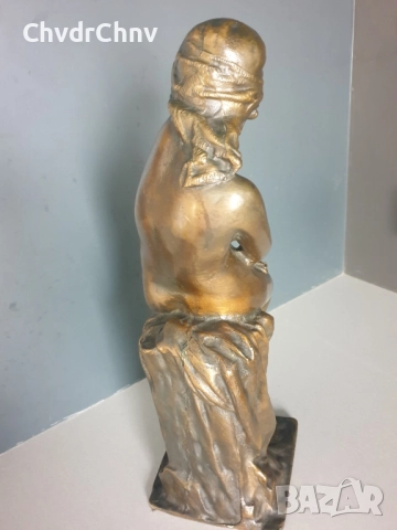 44см-9кг Ginotti бронзова скулптура/еротика/стара италианска фигура на гола жена-робиня/статуетка, снимка 4 - Статуетки - 52463473