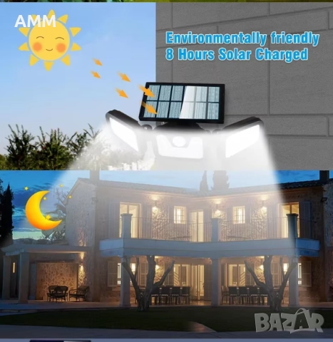 LED Соларен аплик със сензор  за движение IP65., снимка 7 - Лед осветление - 52265338