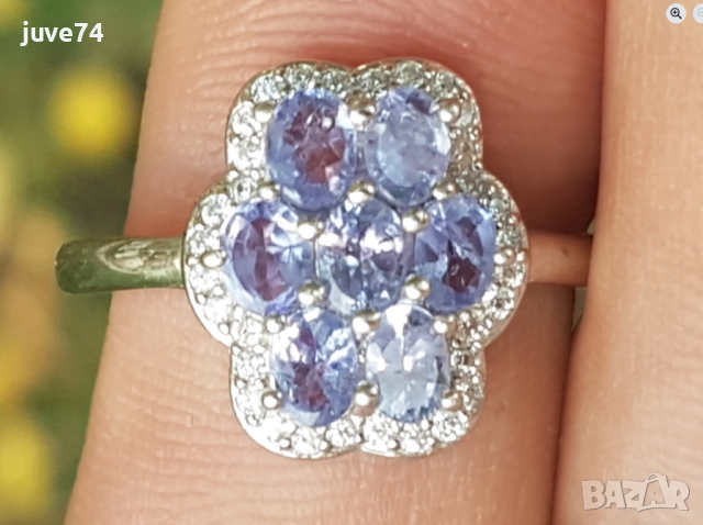 СРЕБЪРЕН ПРЪСТЕН С ТАНЗАНИТ (ТАНЗАНИЯ), снимка 2 - Пръстени - 52249230