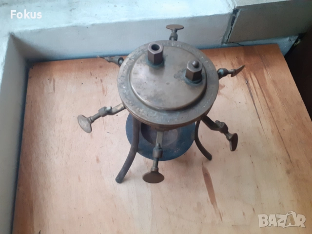 Стар антикварен уред бронз мед метална стойка качество, снимка 4 - Антикварни и старинни предмети - 51748501