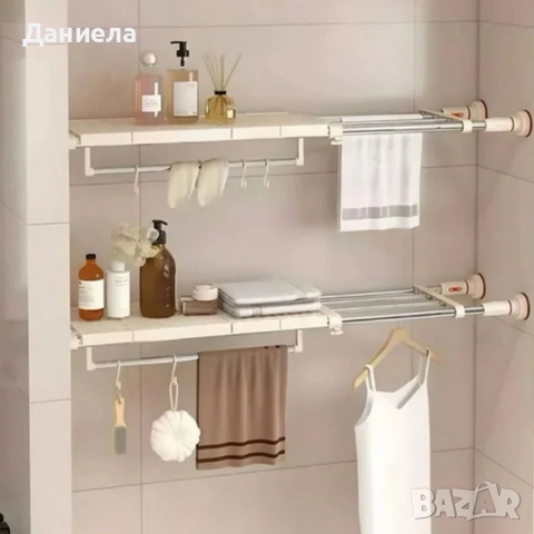 Разтегателен телескопичен рафт без пробиване 50–80 см, снимка 2 - Други стоки за дома - 52930437