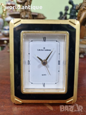 Прекрасен настолен позлатен будилник Collection Noblesse, снимка 3 - Антикварни и старинни предмети - 53060516