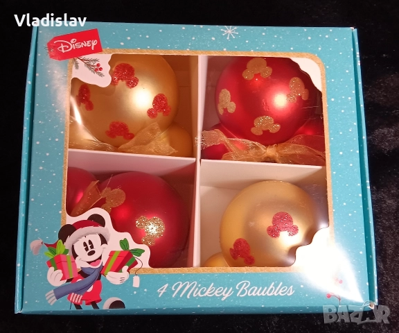Коледни топки 4 броя Мики Маус от Дисни 