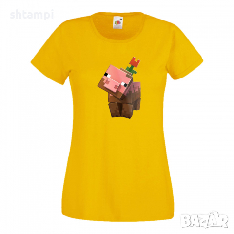Дамска тениска Flower Pig майнкрафт Minecraft,Игра,Забавление,подарък,Изненада,Рожден Ден., снимка 12 - Тениски - 36520728