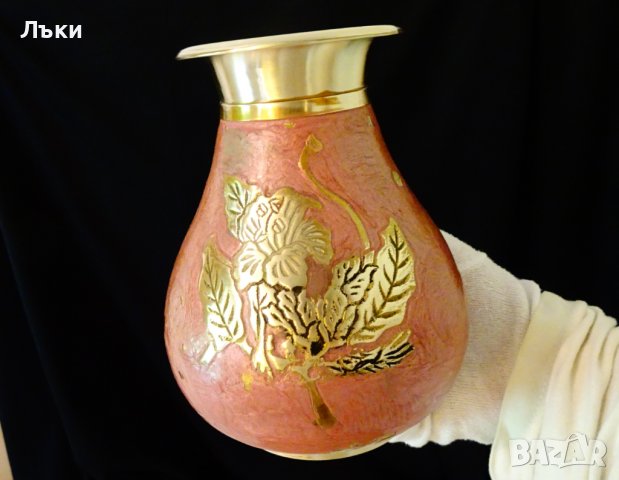 Бронзова ваза,гарафа,емайл,рози 730 гр. , снимка 9 - Вази - 37369337