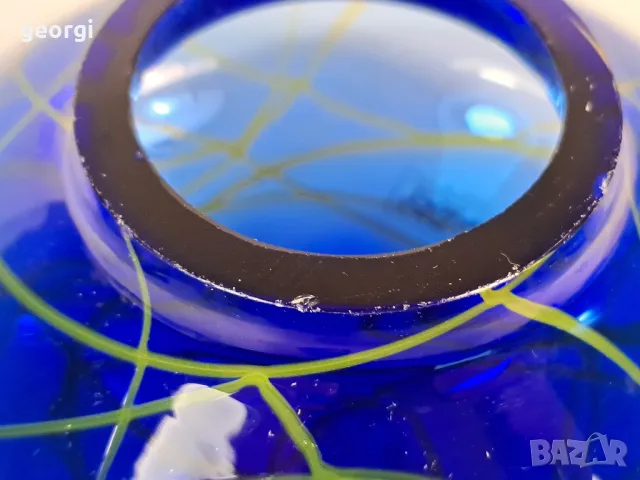стъклена ваза синьо стъкло 24/4, снимка 3 - Вази - 49537822