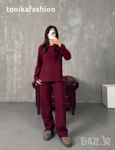 Комплект цвят бургунди s/m, снимка 3 - Комплекти - 52483329