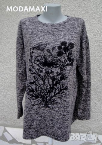 3XL/4XL Нова туника „Madam j“  в сиво , снимка 2 - Блузи с дълъг ръкав и пуловери - 26647484