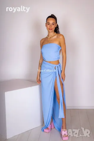 Син дамски комплект 