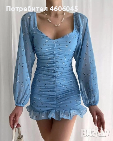 Синя къса рокля 💙, снимка 2 - Рокли - 51851602