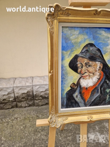 Прекрасна антикварна майсторска авторска картина масло върху платно , снимка 7 - Антикварни и старинни предмети - 52265940