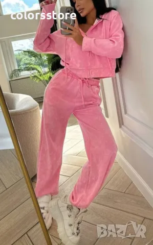 Дамски комплект с горнище с цип Pink