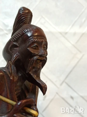 Стара махагонова пластика Хонг Конг ,в прекрасно запазен вид уникална детайлна изработка ., снимка 8 - Антикварни и старинни предмети - 50625514