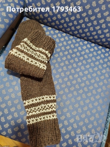 Ръчно плетени мъжки чорапи от вълна, размер 42, снимка 5 - Мъжки чорапи - 51827481