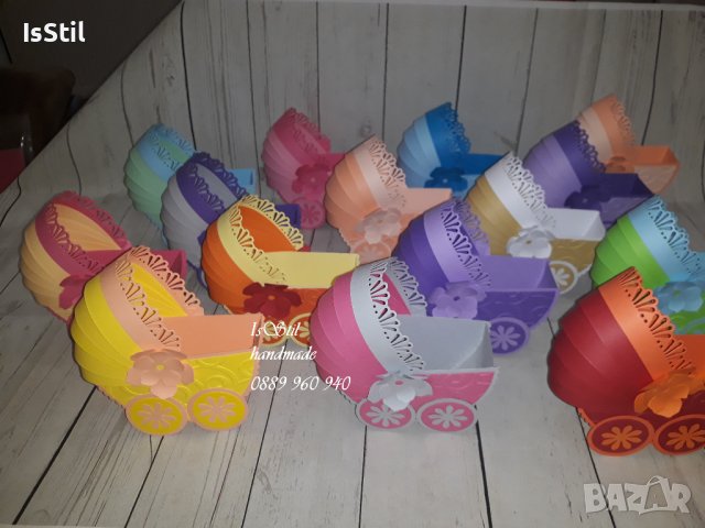 3Д количка -покана кръстници, подарък за гости на кръщене, покани колички, подарък новородено бебе, снимка 16 - Други - 18683734