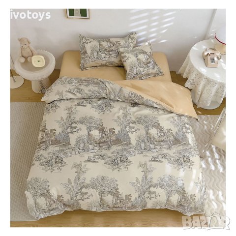 Двулицев спален комплект с ластик (размер за приста), 4 части - Модел WS15803, снимка 1