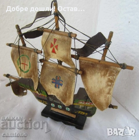 Дървена лодка с платна за декорация, морски декор, модел, макет, кораб, кръстоносец, снимка 10 - Други - 40920601