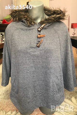 Широка блуза с качулка, снимка 2 - Блузи с дълъг ръкав и пуловери - 32585883