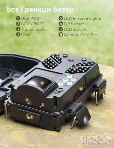 Нова Водоустойчива Камера за диви животни 4K 36MP HD Открито лов наблюдение, снимка 6 - Други - 43022852