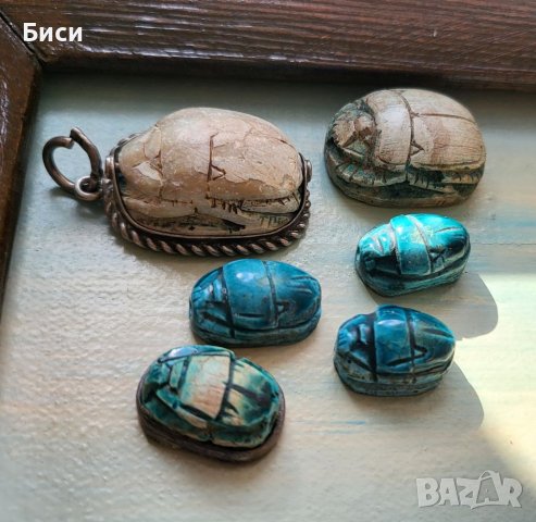 Скарабеи,египетски ,старинен,автентичен,тюркоаз, снимка 5 - Антикварни и старинни предмети - 37550550