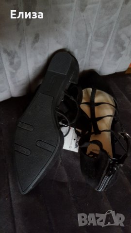 Дамски маркови сандали остървръх велур черни 37, снимка 4 - Сандали - 33226180