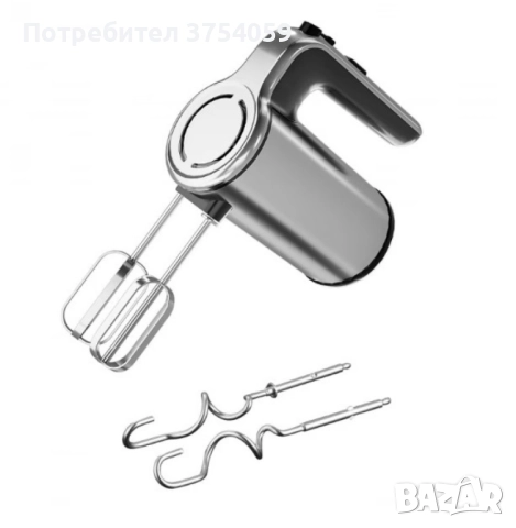 Миксер Voltz Premium , 500W, 5 скорости, Турбо, Аксесоари, Инокс, 2 ГОДИНИ ГАРАНЦИЯ