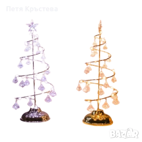 Акумулаторна нощна лампа LED нощна лампа коледна елха с ефект от диаманти.