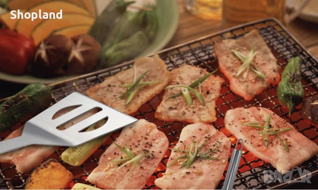 Комплект за барбекю с черна чанта, неръждаема стомана, Сребрист – 5 части, снимка 6 - Барбекюта - 51230780