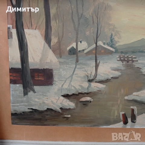 Живопис Картина в рамка зимен пейзаж , снимка 5 - Картини - 52348236