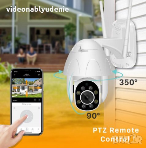 Водонепромокаема FULL HD 1080P WiFi PTZ 355° Мотор AutoTracking Следяща Камера 4xZOOM PIR Сензор Дви, снимка 2 - Комплекти за видеонаблюдение - 26531284