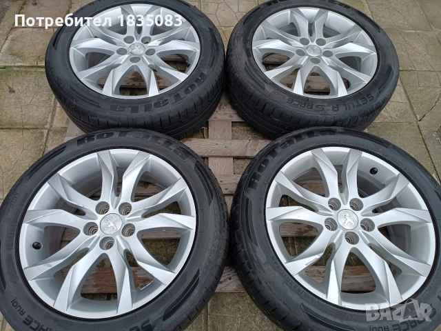 Лети джанти 17ки 5х108 Peugeot + летни гуми 215/55/17 Rotalla, снимка 2 - Гуми и джанти - 52816180