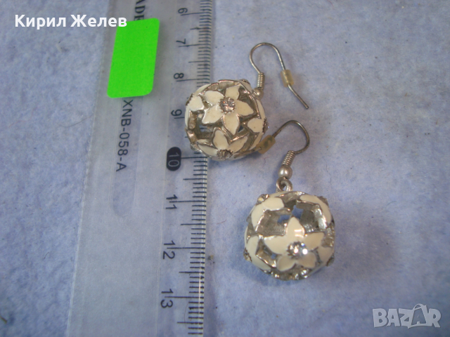 ПОСРЕБРЕНИ ФЛОРАЛНИ АЖУРНИ ЕМАЙЛИРАНИ ЦИРКОНЕНИ АРТ МОДНИ ОБЕЧКИ 26814, снимка 3 - Обеци - 36524971